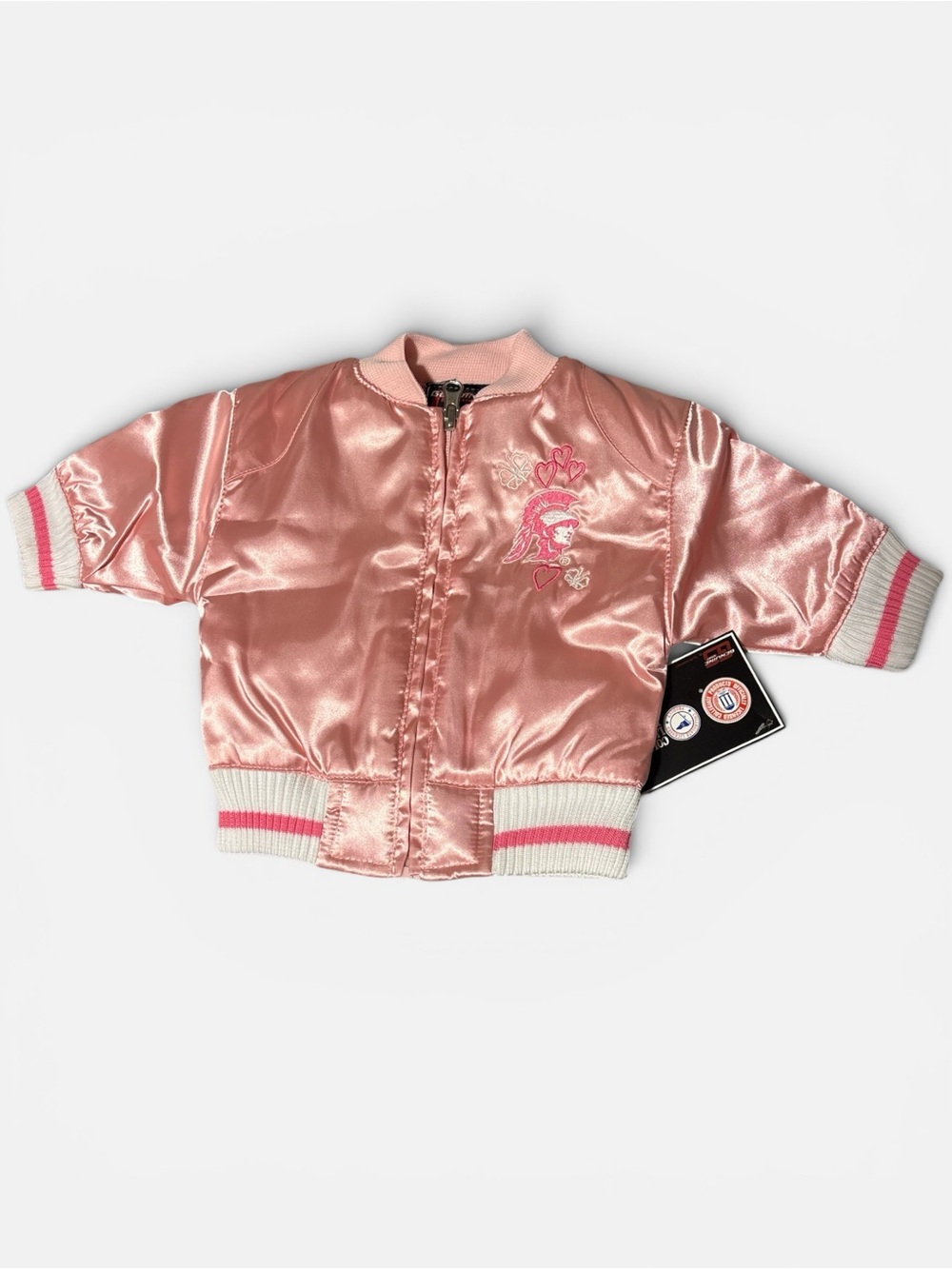 Girls' Shiny Pink varsity Bomber Jacket